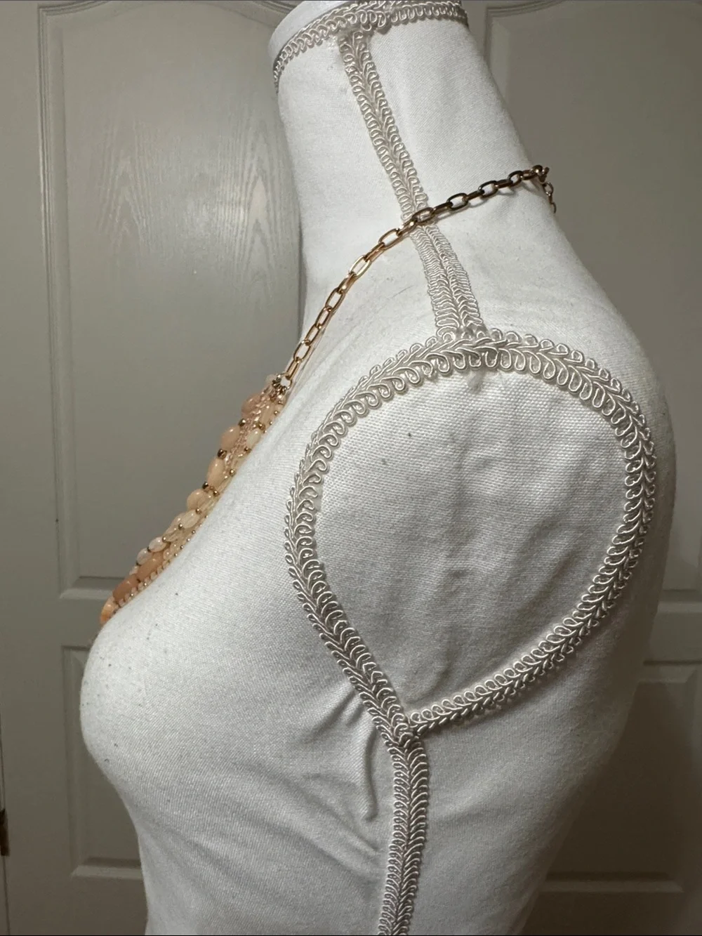 LOFT Layered Peach and Cream Beaded Necklace